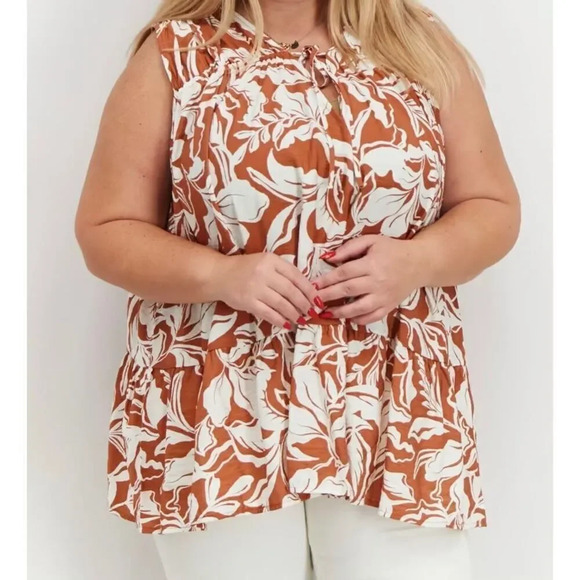 A New Day Tie Neck Sleeveless Floral Print Top, - Picture 2 of 10